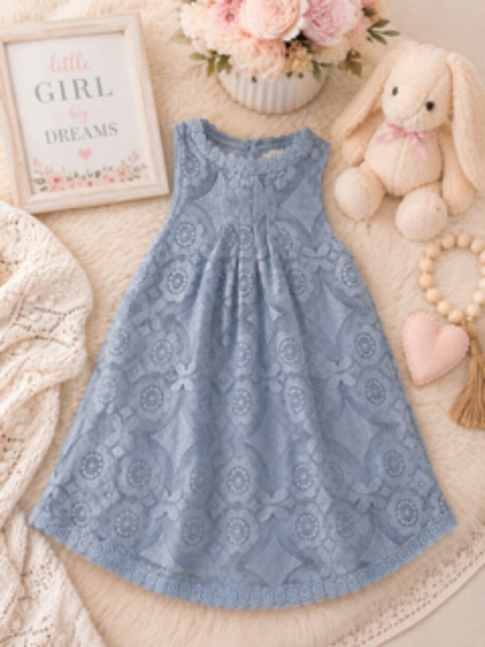 💙 Girls Periwinkle Lace Dress – Size Large 💙